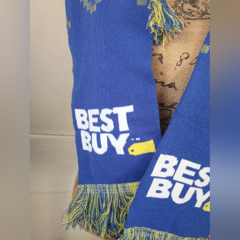 Knit Scarf and Pom Pom Beanie BEST BUY BRANDED Blue & Yellow - Picture 6 of 11